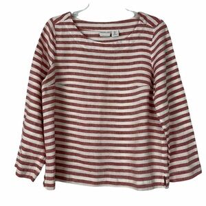 Rachel Zoe Red/White Striped 100% Linen Top